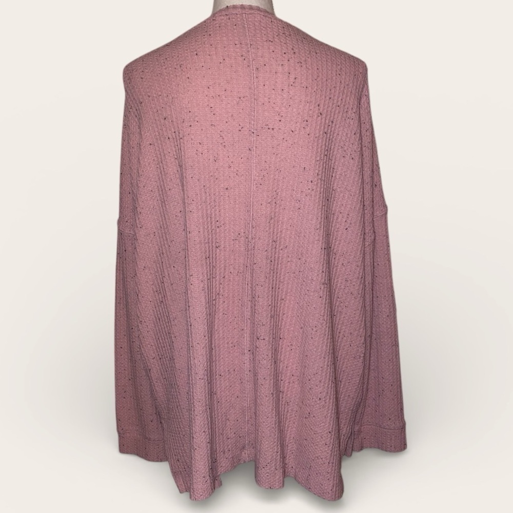 TIME & TRU Oversized Waffle Knit Crewneck Sweater Dusty PNK/Mauve/BLK Size Large - Picture 3 of 6
